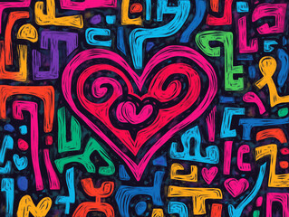 abstract bold colourful love heart background
