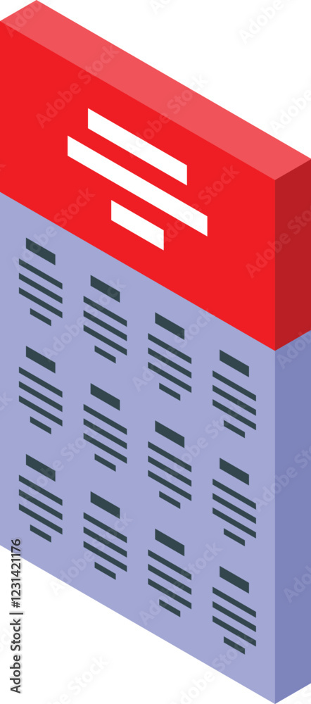 Poster modern smartphone displaying menu interface with red header and text lines, ideal for mobile app des