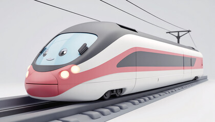 Fototapeta premium A 3D cute of a toy train on a white background