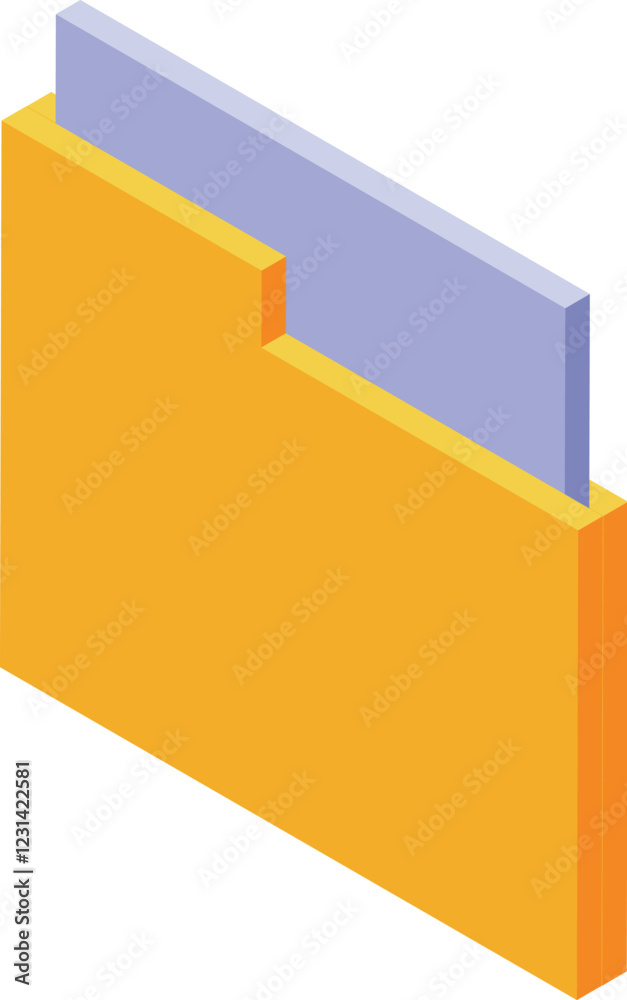Wall mural isometric projection of a yellow folder storing a document, ideal for digital organization and file 