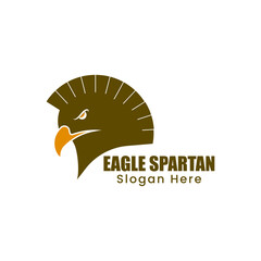 Spartan eagle logo design vector. Eagle logo wearing a Spartan helmet. isolated on white background