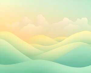 Obraz premium A smooth gradient of light green and yellow with soft clouds blending into the background