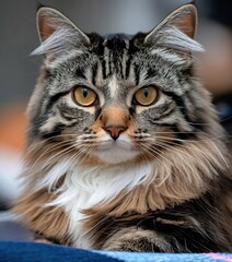 Obraz premium A close-up of a cat with striking features