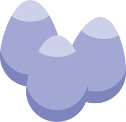 Three purple easter eggs arranged in a clover shape, creating a festive and symbolic image