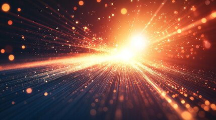 Fototapeta premium Red light shine creating an abstract overlay effect on a blurred background with a minimalistic bright tone and space for caption