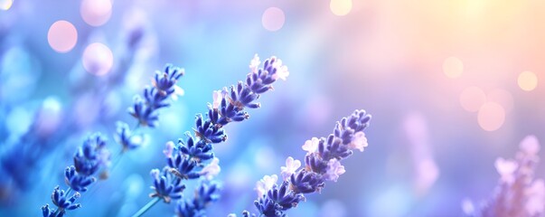A soothing blue and lavender gradient with soft light flares and a calming vibe
