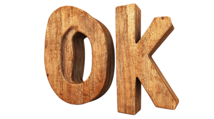 Wooden OK sign, approval concept isolated on transparent or white background. Generative ai