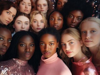 Fototapeta premium Diversity ethnicity woman in poster style shot