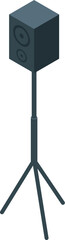Obraz premium Isometric view of a professional monitor speaker standing on a tripod stand, ready for sound recording and playback in a studio or stage environment