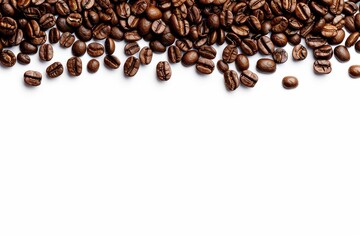 isolated coffee beans on white background captured in studio photography