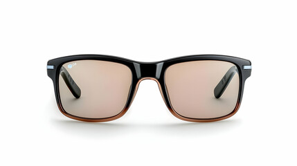 Sunglasses, brown gradient lenses, black frame, white background, product shot