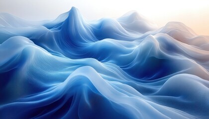 Obraz premium Tranquil Digital Abstract Landscape with Waves and Blue Hues