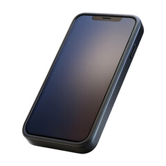Black mobile phone. 3d rendering isolated on white background. Cartoon plastic style icon