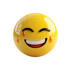 Fototapeta premium Happy crying emoticon, digital rendering, isolated background, web use isolated on transparent or white background. Generative ai