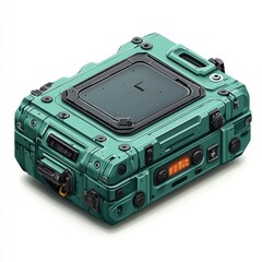 Fototapeta premium Futuristic Teal Gadget: A Cyberpunk-Style Electronic Device Concept