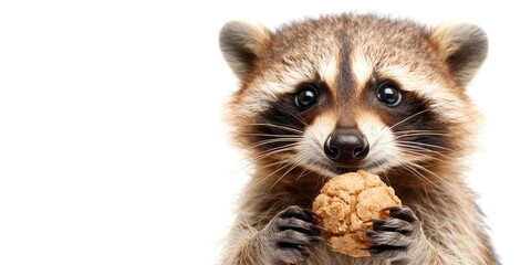 Obraz premium Adorable Raccoon Holding a Cookie with Cute Expression