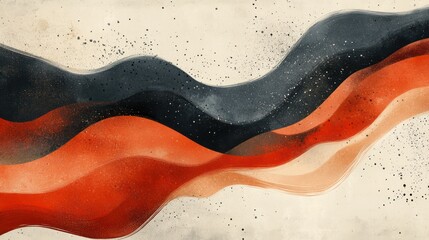 Obraz premium Abstract orange, black waves, textured background, digital art, website banner