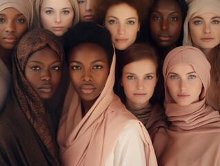 Obraz premium Diversity ethnicity woman in poster style shot