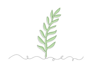 Natural plant continuous one line art isolated vector illustration.