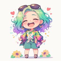 Jumping Joy: Q-version Leap of Happiness, Can be used to design products such as clothes, bags, stickers, etc.