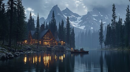 Obraz premium Emerald Lake Lodge: The Only Property on a Secluded Lake