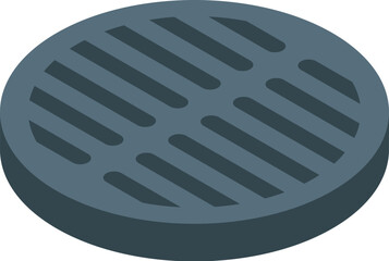 Circular metal grate protecting a drainage system, providing safety and preventing debris from entering