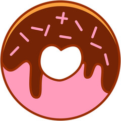 Sweet Choco Strawberry Donut Illustration