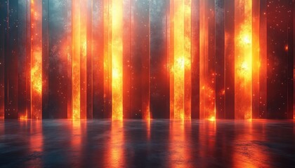 Naklejka premium Abstract Composition with Vertical Lines Metallic Stripes Soft Lighting Fluid Movement Minimalist