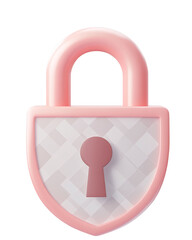 Pink Padlock Security Icon isolated on transparent or white background. Generative ai