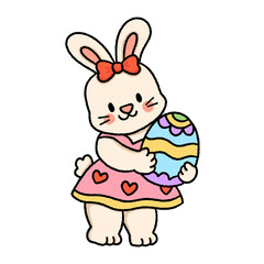 Easter eggs celebration , Cute bunny rabbits with Easter eggs . Easter day
