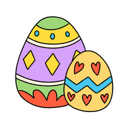 Easter eggs celebration , Cute bunny rabbits with Easter eggs . Easter day