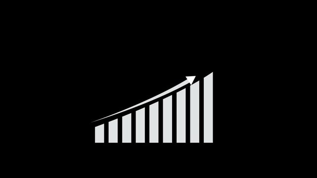 white colour Business graph chart & business growth animation in black background,glowing business graph animation with red background.