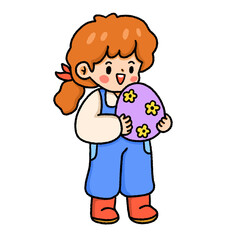 Easter eggs celebration , Cute bunny rabbits with Easter eggs . Easter day