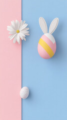 Minimalist vector illustration of a cute Easter bunny in a modern flat design style