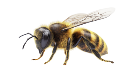 Detailed depiction of a bee showcasing its vibrant coloration and intricate wing structure in a natural setting