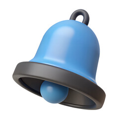 Black and blue notification bell. 3d rendering isolated on white background. Cartoon plastic style icon