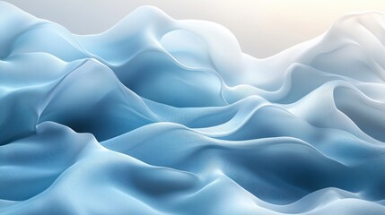 Obraz premium Minimalist Ethereal Wavy Background Design in Monochromatic Light Blue Gradient
