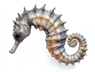 Obraz premium Elegant Seahorse Sculpture: Blue, Beige, and Spiraled Detail