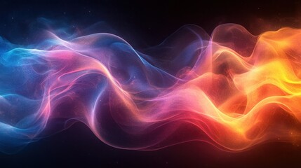 Obraz premium Vibrant Abstract Design Flowing Lines Rainbow Colors Black Background