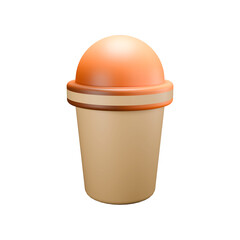 a 3d icon render coffee plastic glass 
