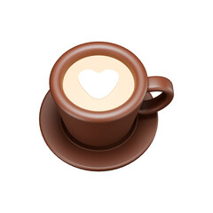 a 3d icon render of a cup of cappuccino 