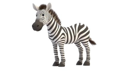 Unique cartoon zebra standing on a plain background in a playful pose for children’s illustrations