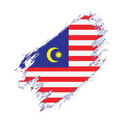 Flag of Malaysia Grunge Brush Stroke Style Vector