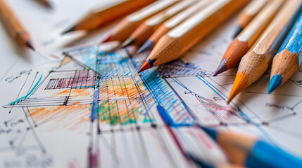 An abstract architecture artwork featuring bold geometric shapes, futuristic designs, and intricate patterns, blending creativity and structure to showcase a modern and visionary aesthetic