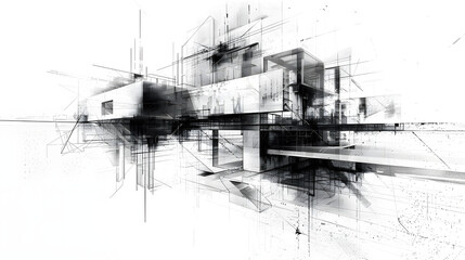 Fototapeta premium An abstract architecture artwork featuring bold geometric shapes, futuristic designs, and intricate patterns, blending creativity and structure to showcase a modern and visionary aesthetic