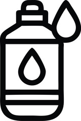 Baby bottle, minimalist design, black and white illustration, single water droplet, outline style, simple icon, infant feeding, childcare symbol, clean graphic, vector art, smooth curves, monochrome, 