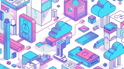 Secure Cloud Storage Isometric Flat Vector Illustration for Data Protection, Cybersecurity and Information Security Concepts