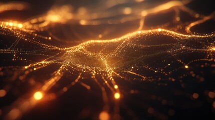 Golden Particle Wave Abstract Background