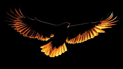Obraz premium Fiery Eagle Soaring Night Sky, Graphic Design