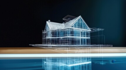 Detailed 3D House Model with Transparent Structure and Modern Design